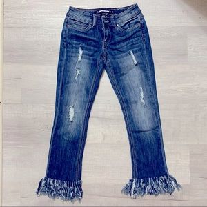 Fringe Cropped Jeans